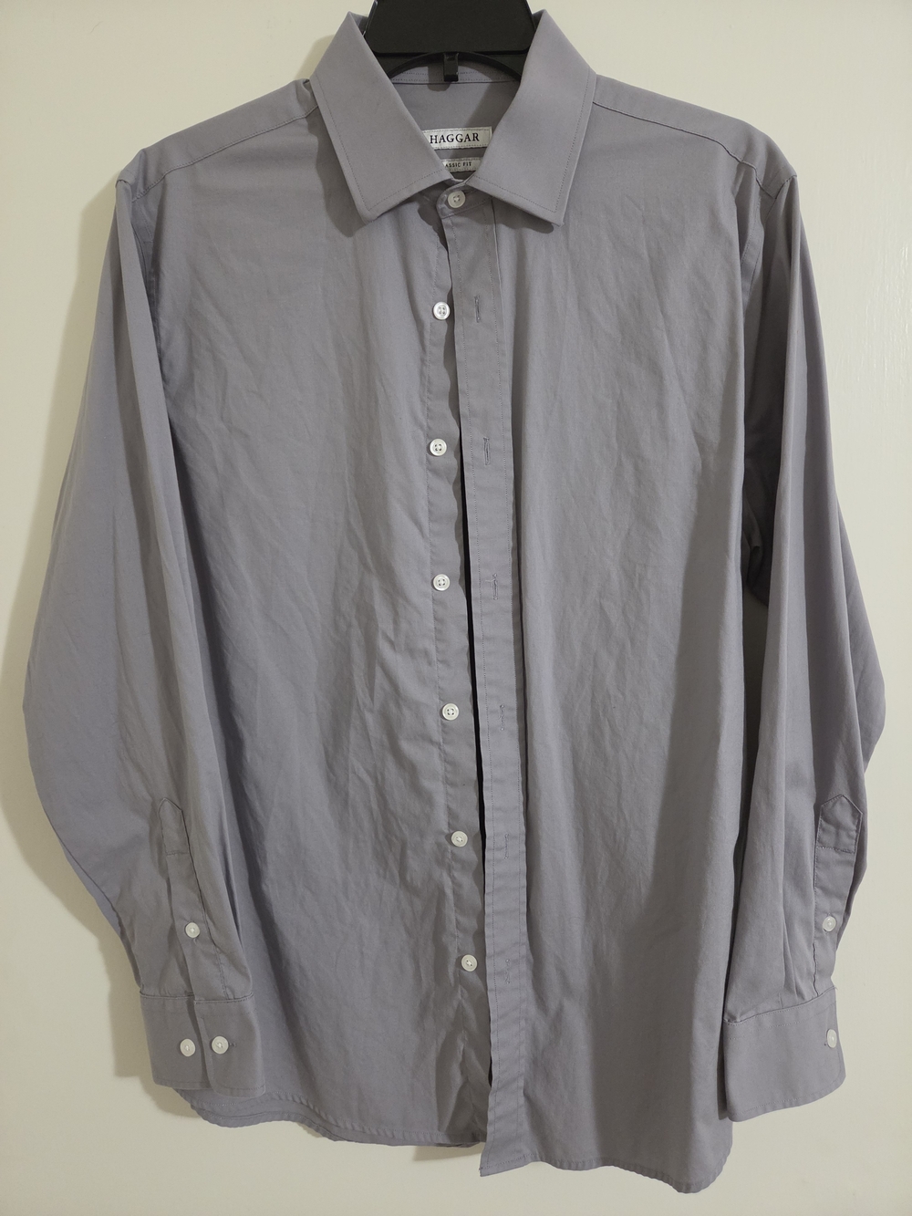 Haggar Men’s Classic Fit Grey Button-Down Dress Shirt - Size 15-15 1/2 32/33